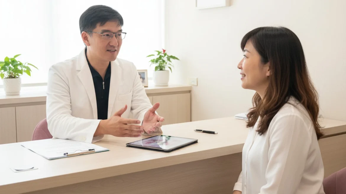 吳紹琥醫師說明酒糟肌分析、治療與日常保養。