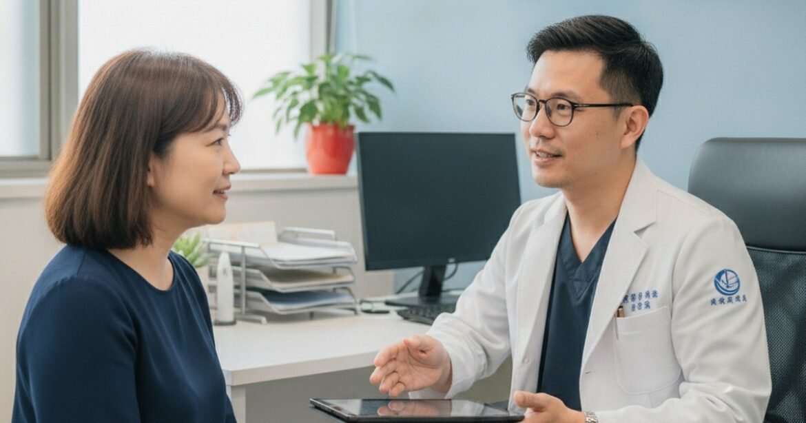 吳芮醫師分析保養重點，示意腹部環抽手術如何雕塑腰線。